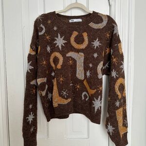 Zara Cosmic Cowboy Glitter Sweater
